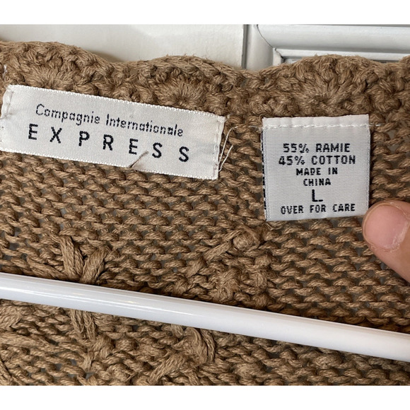 Vintage 90s Express Boho Embroidered Floral V-neck Sweater Sz L Cottagecore Y2K - Picture 15 of 16